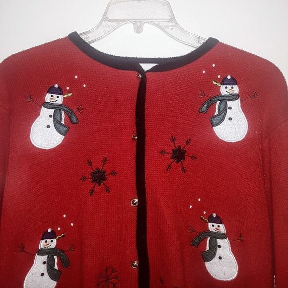 Croft & Barrow Red Christmas Cardigan Size Large - Picture 2 of 5